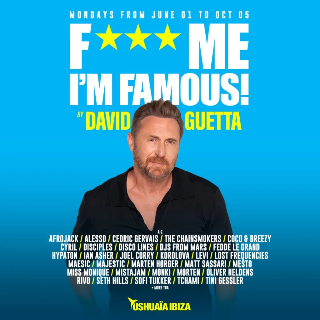 Cartel oficial de David Guetta en Ushuaïa Ibiza 2026 Cartel oficial de David Guetta en Ushuaïa Ibiza 2026
